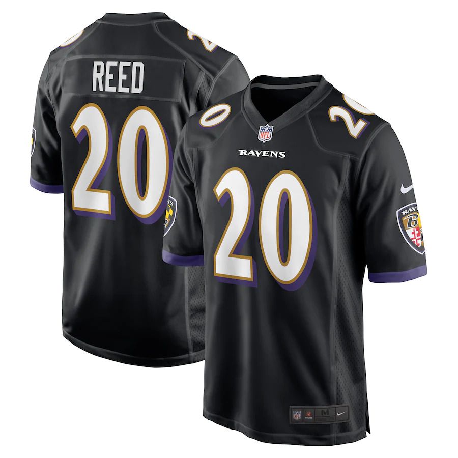 Men Baltimore Ravens #20 Ed Reed Nike Black Retired Player NFL Jersey